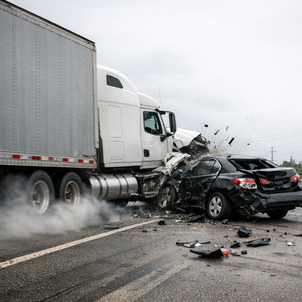 big rig acceleration crash illustration for Big rig collision while accelerating