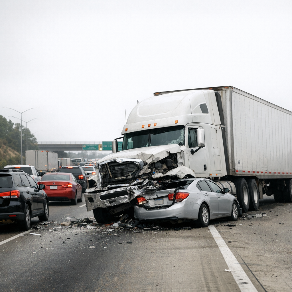 big rig brake failure traffic illustration for Big rig failed to brake in slowing traffic