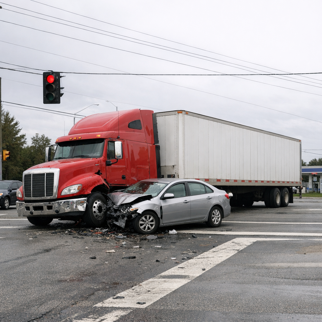 big rig failure to yield illustration for Big rig failed to yield at an intersection