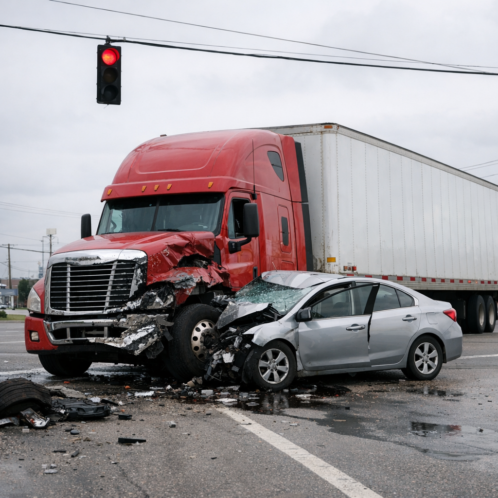 big rig red light crash illustration for Big rig ran a red light