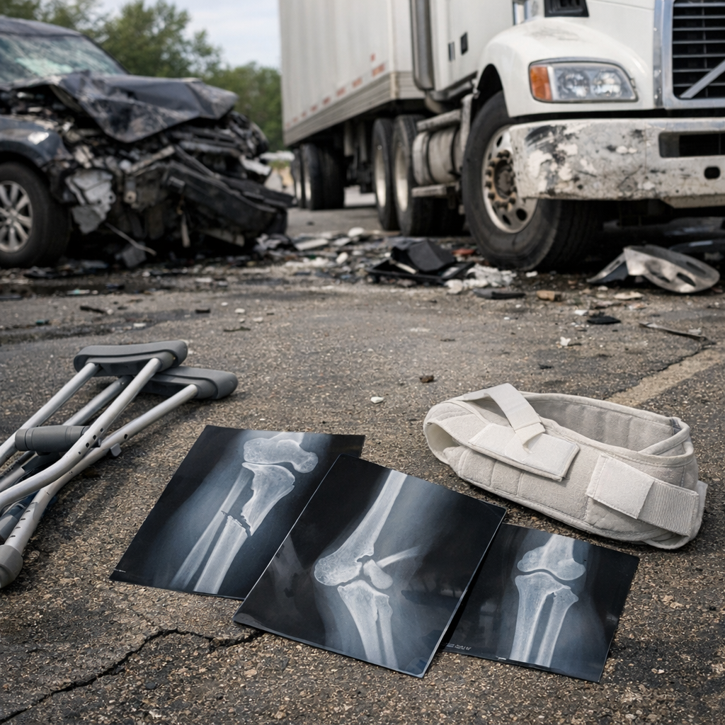 broken bones big rig illustration for Broken bones from big rig collisions