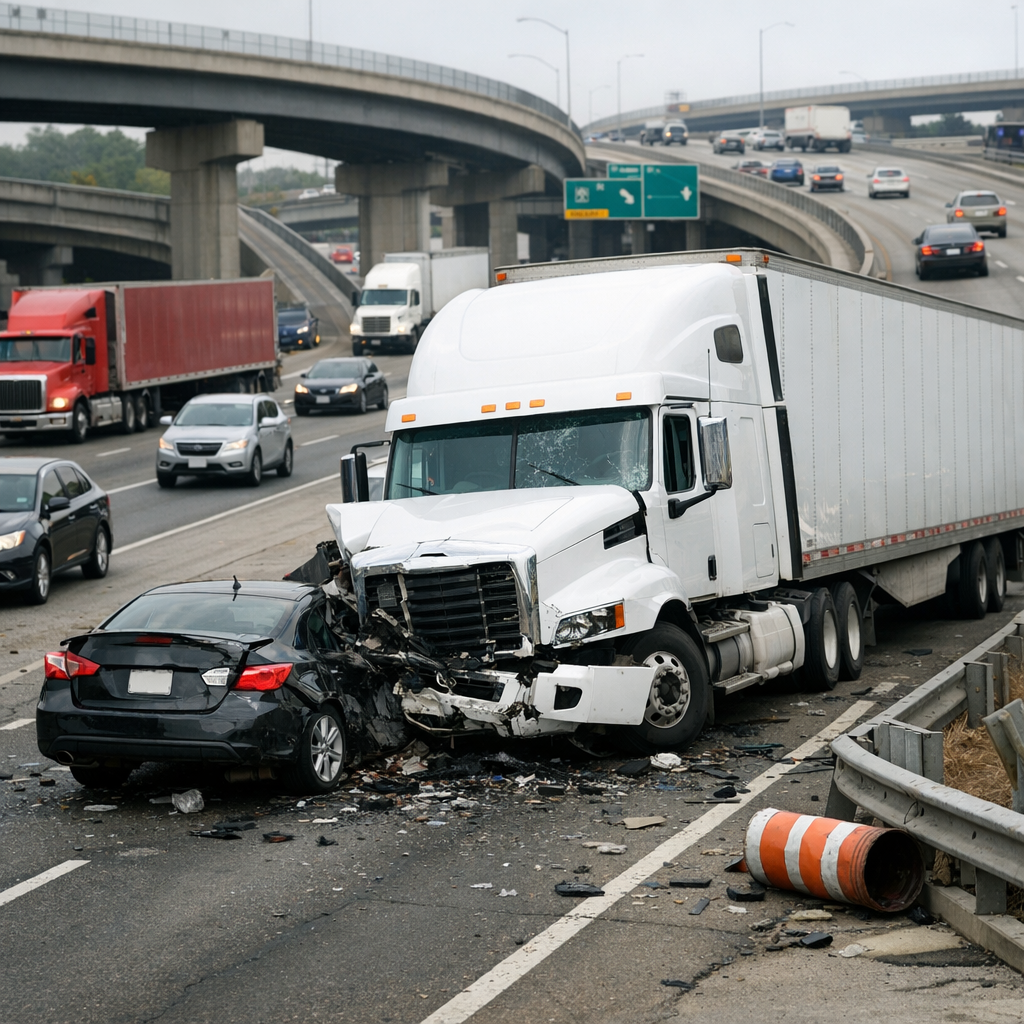 complex traffic truck crashes illustration for Complex traffic environments and truck crashes