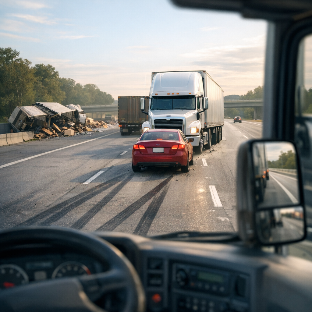 delayed reaction trucking illustration for Delayed reaction time in truck accidents