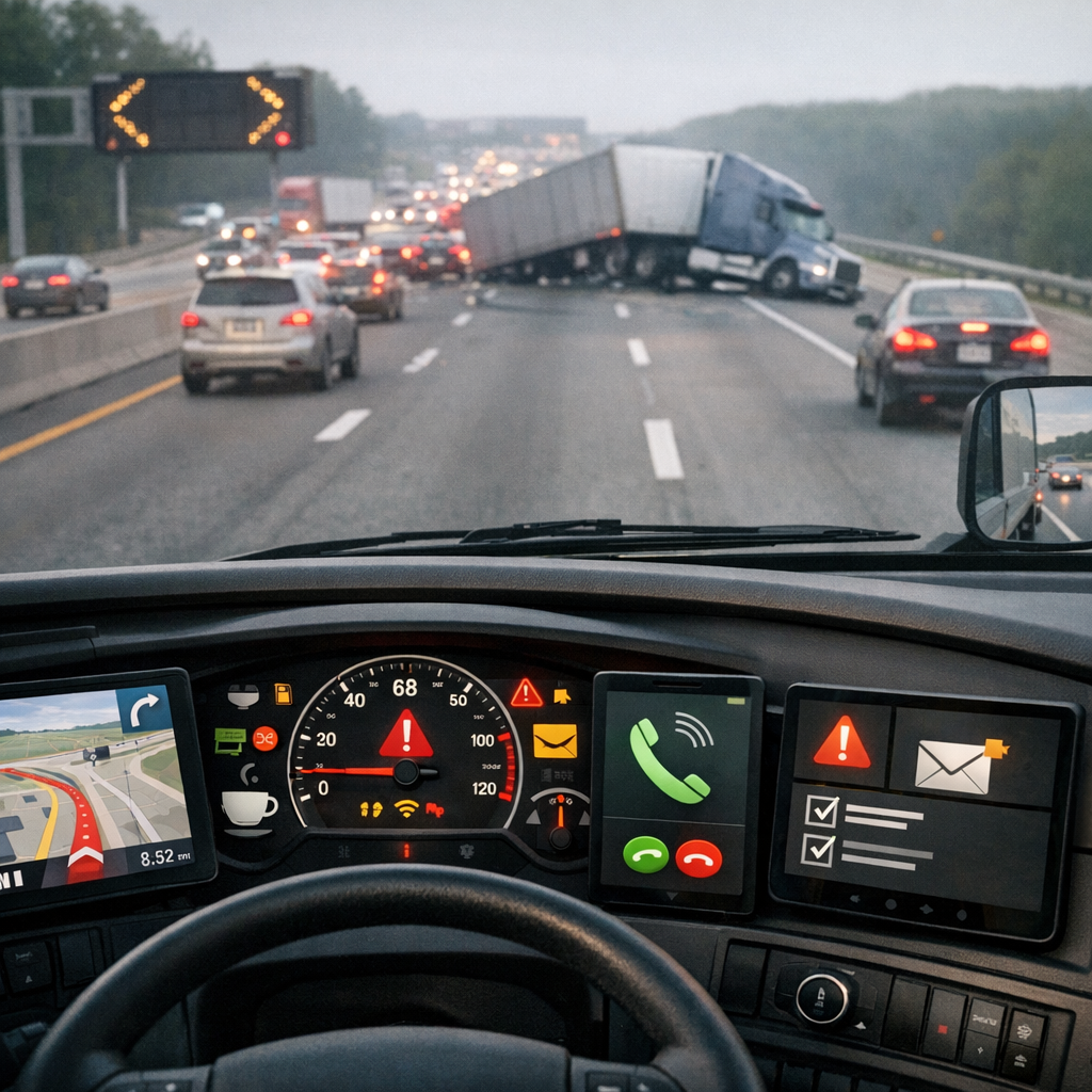 cognitive overload trucking illustration for Driver cognitive overload in commercial trucking