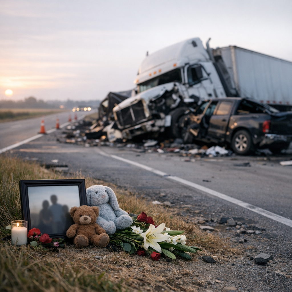 surviving family fatal truck illustration for Fatal truck crashes and surviving family members