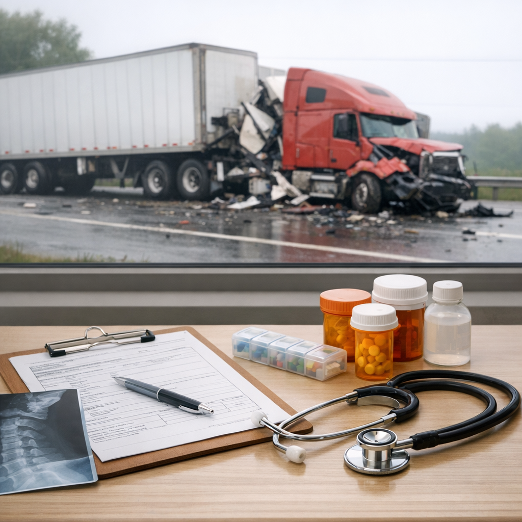 follow up care truck crash illustration for Follow up medical care after truck accidents