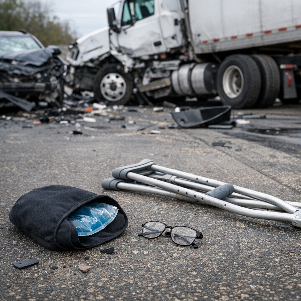 hip injury semi crash illustration for Hip injuries following semi truck crashes