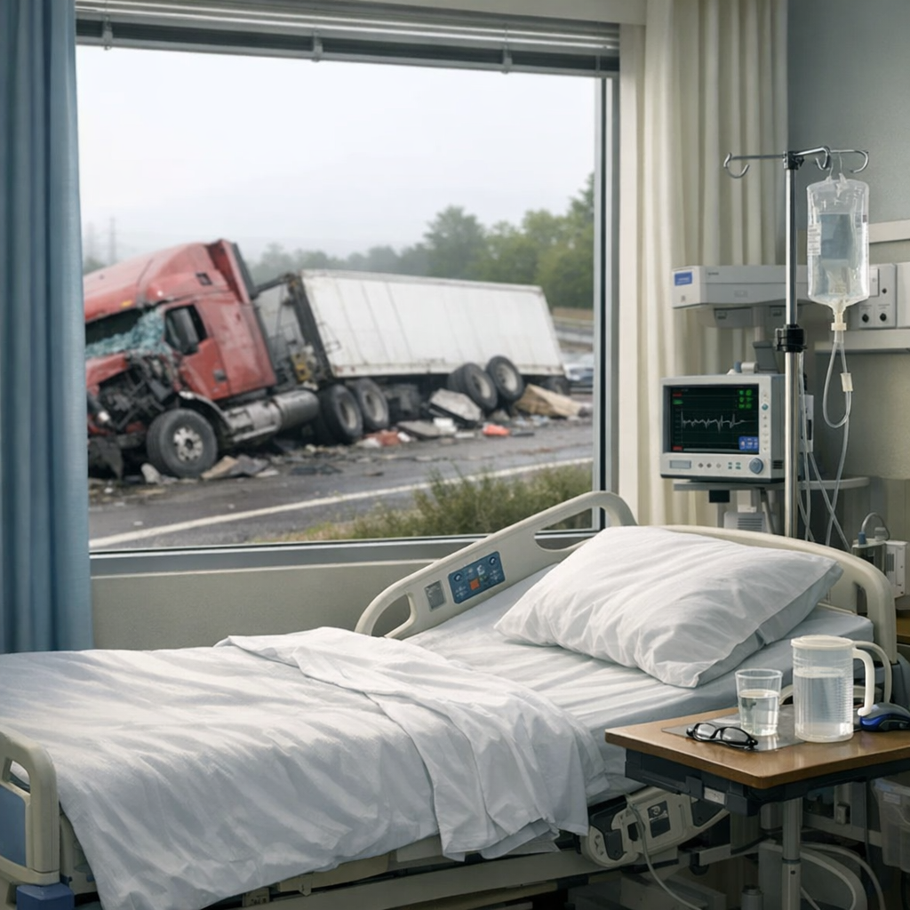 hospital recovery big rig illustration for Hospital recovery after a big rig crash