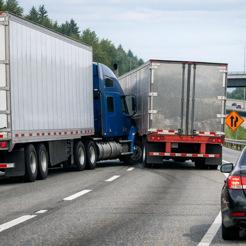 improper merging semi illustration for Improper merging behavior by semi trucks