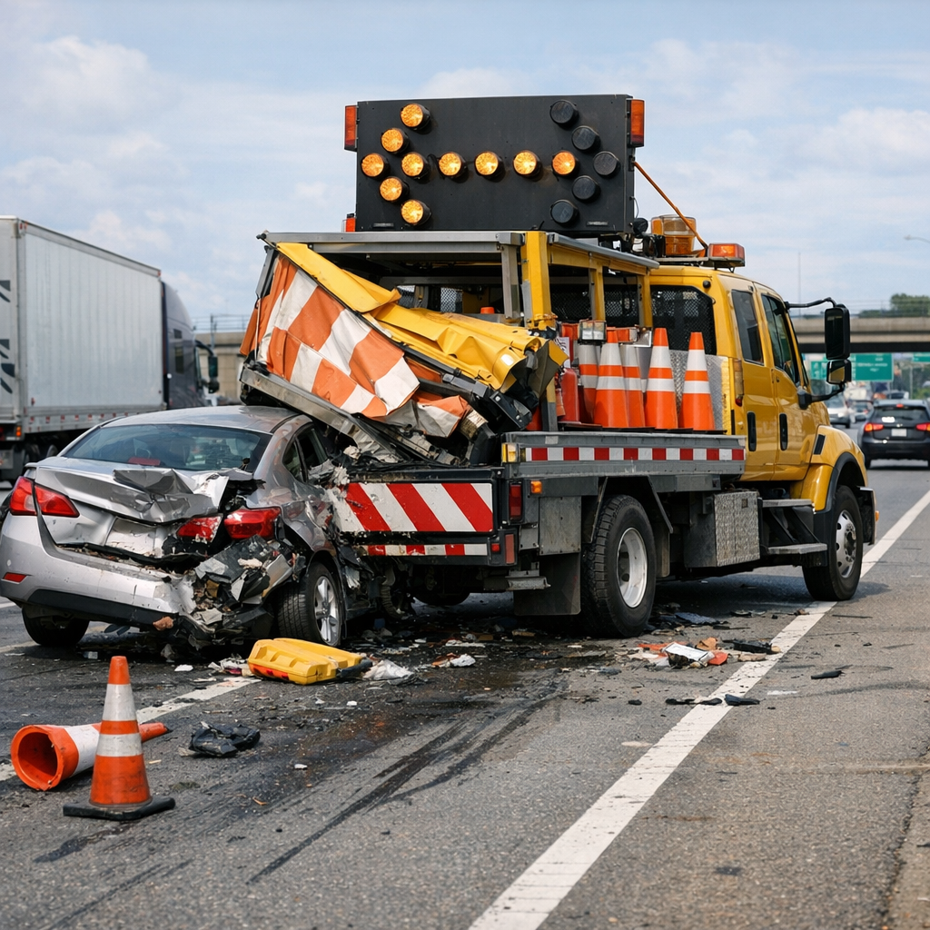 Illustration of Improper speed adjustments in traffic speed adjustment truck