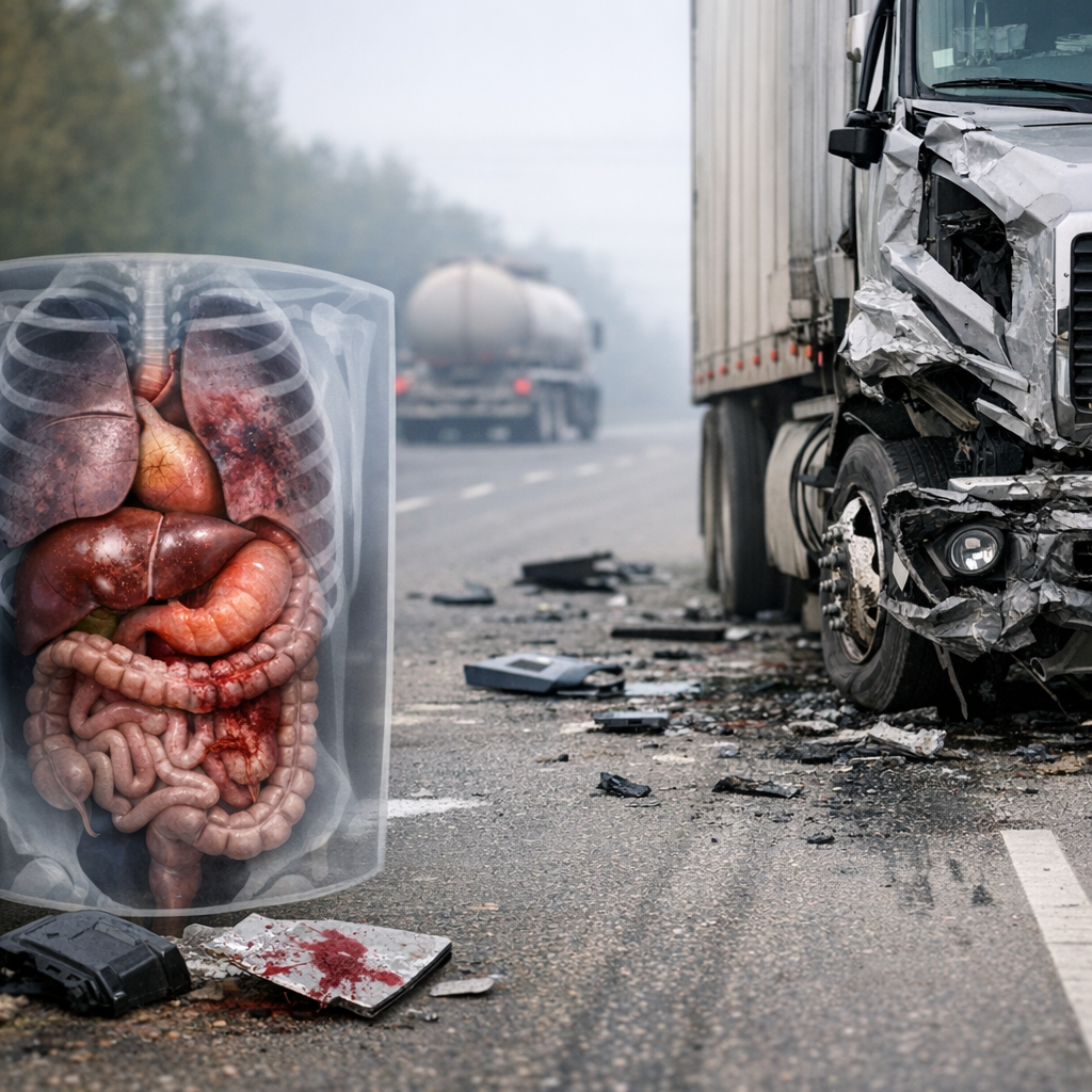 internal injuries truck illustration for Internal injuries after truck accidents