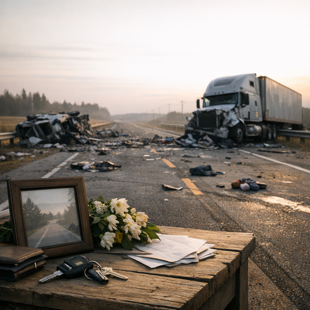life after fatal semi illustration for Life changes following fatal semi crashes