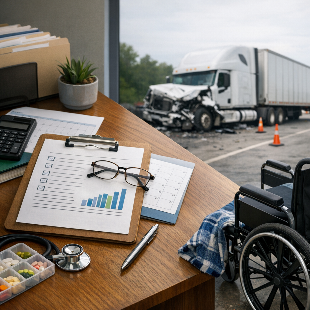 Illustration of Long term care planning after truck injuries