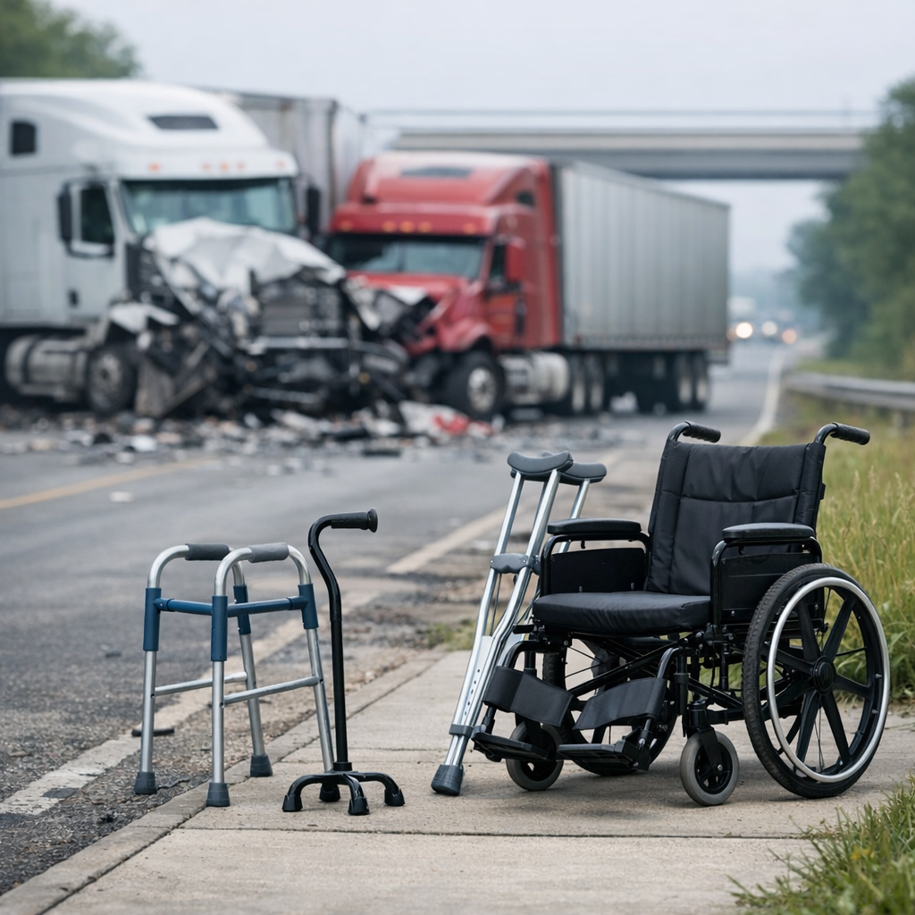long term mobility truck illustration for Long-term mobility issues after truck crashes