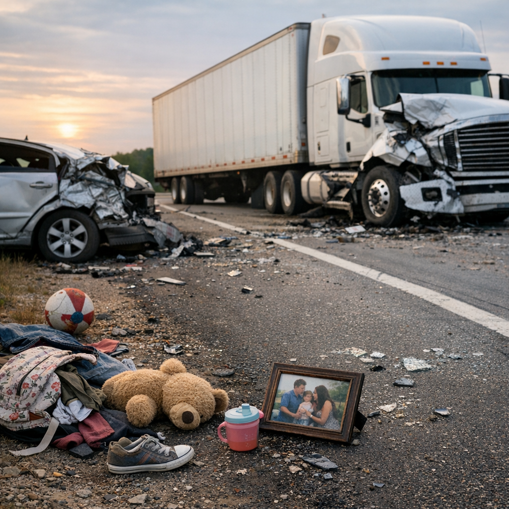 losing family big rig crash illustration for Losing a family member in a big rig crash