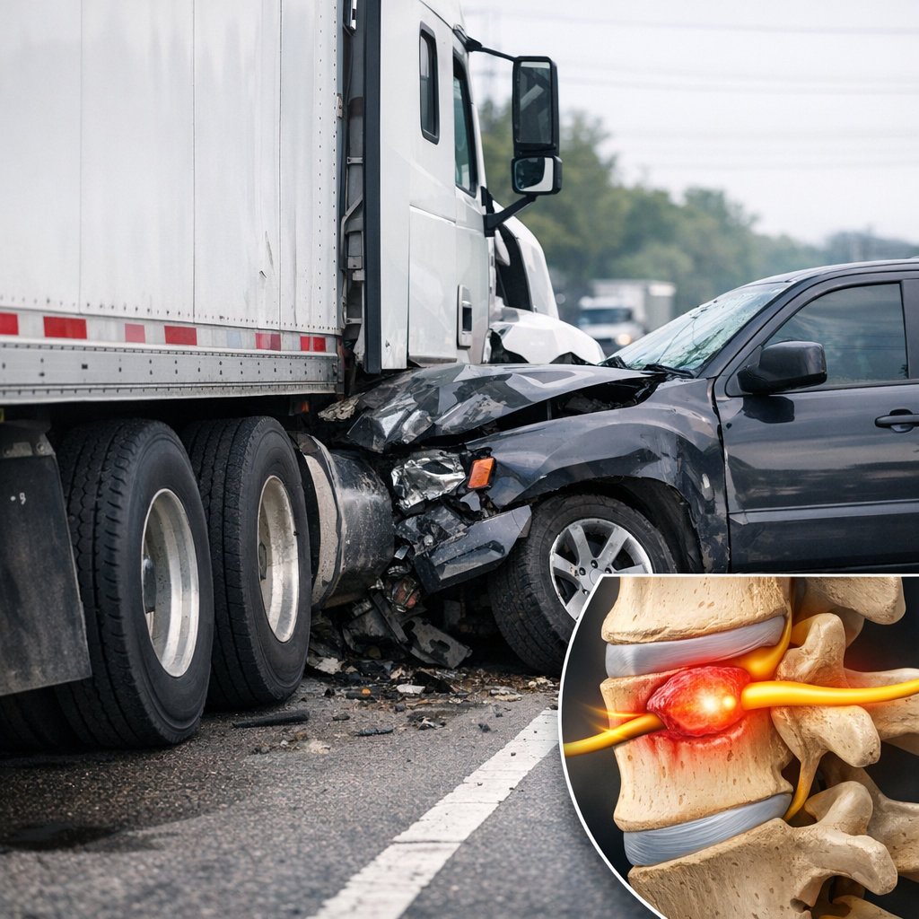 nerve compression truck illustration for Nerve compression injuries from truck crashes