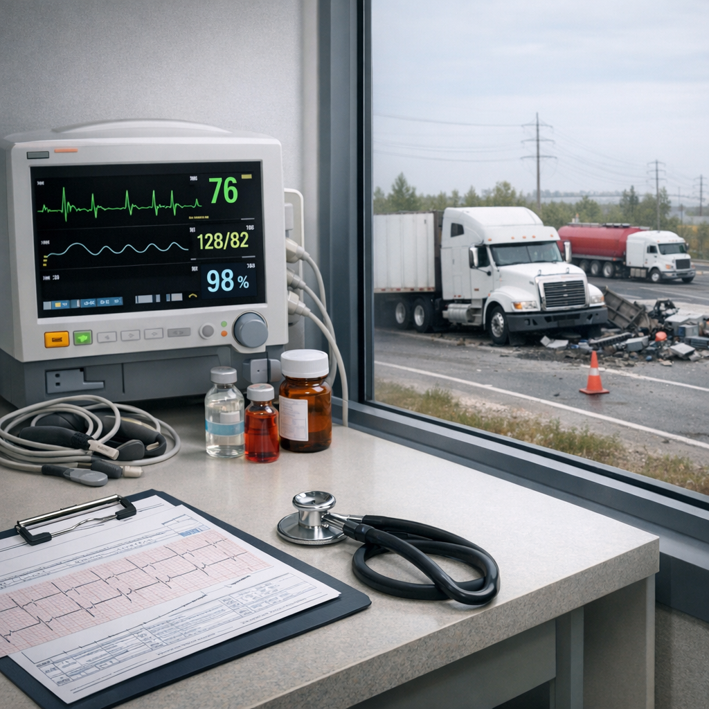 medical monitoring big rig illustration for Ongoing medical monitoring after big rig accidents