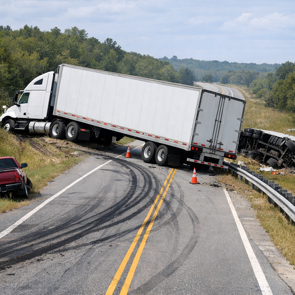 overcorrection trucking illustration for Overcorrection by truck drivers