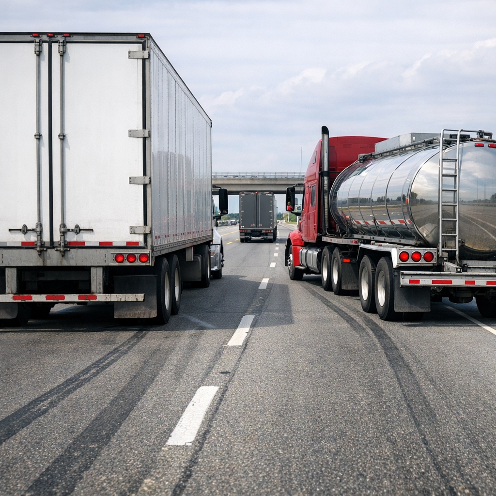 lane discipline big rig illustration for Poor lane discipline in big rig driving