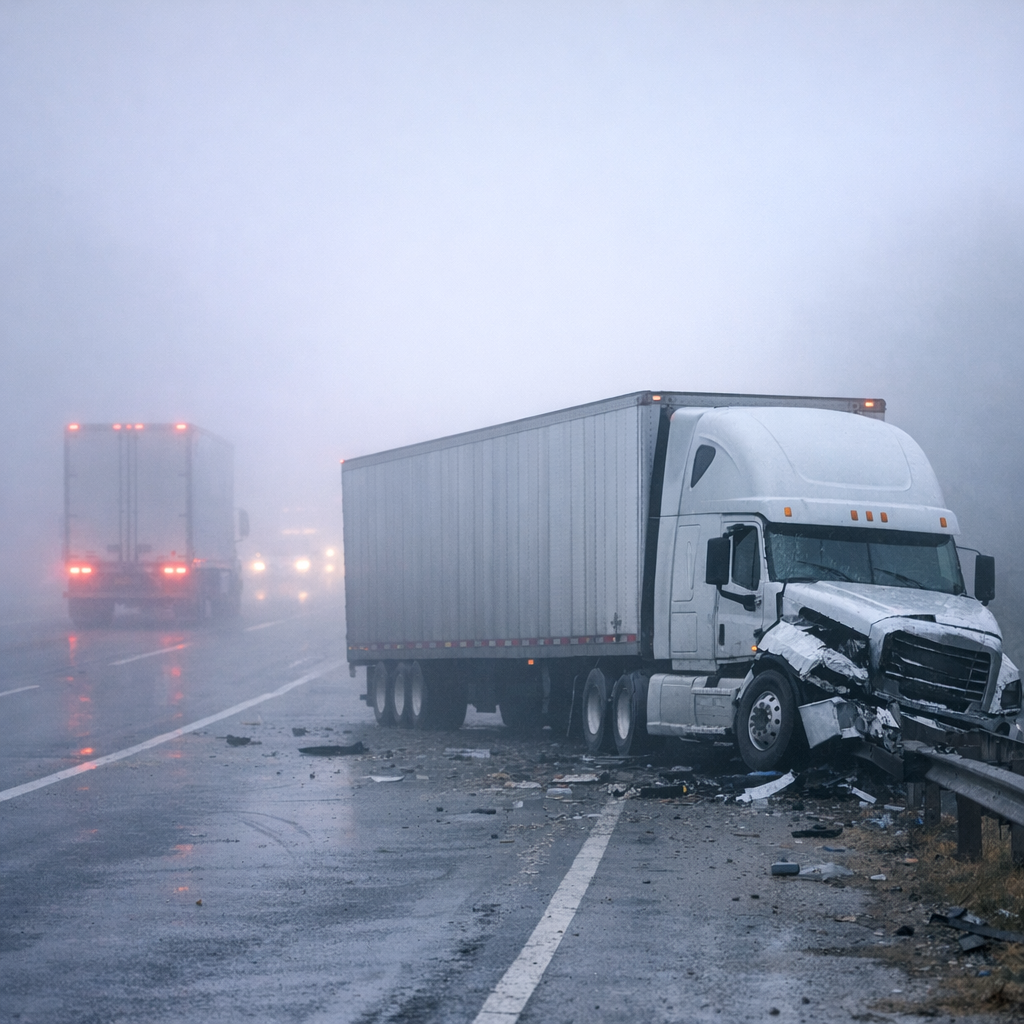 poor visibility truck illustration for Poor visibility and truck accidents
