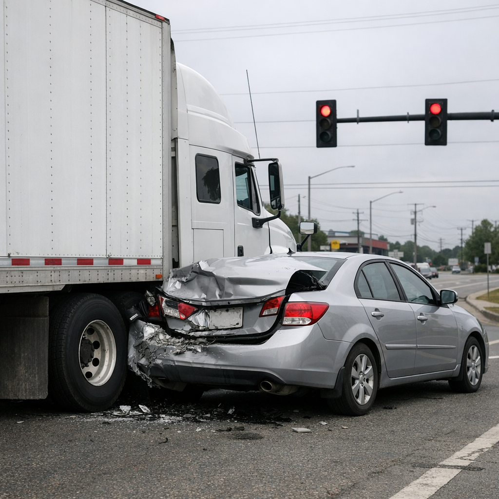 rear ended big rig stoplight illustration for Rear ended by a big rig at a stoplight