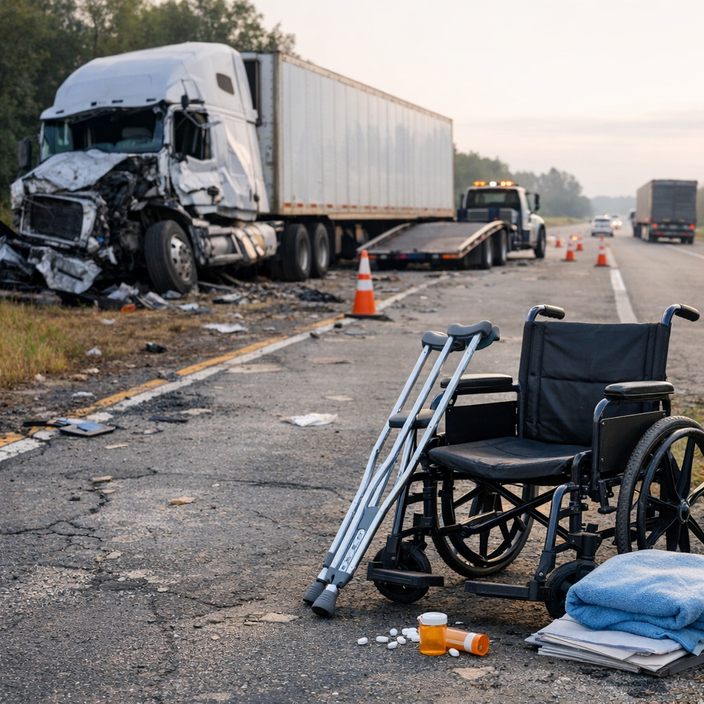recovery delays truck illustration for Recovery delays after serious truck accidents