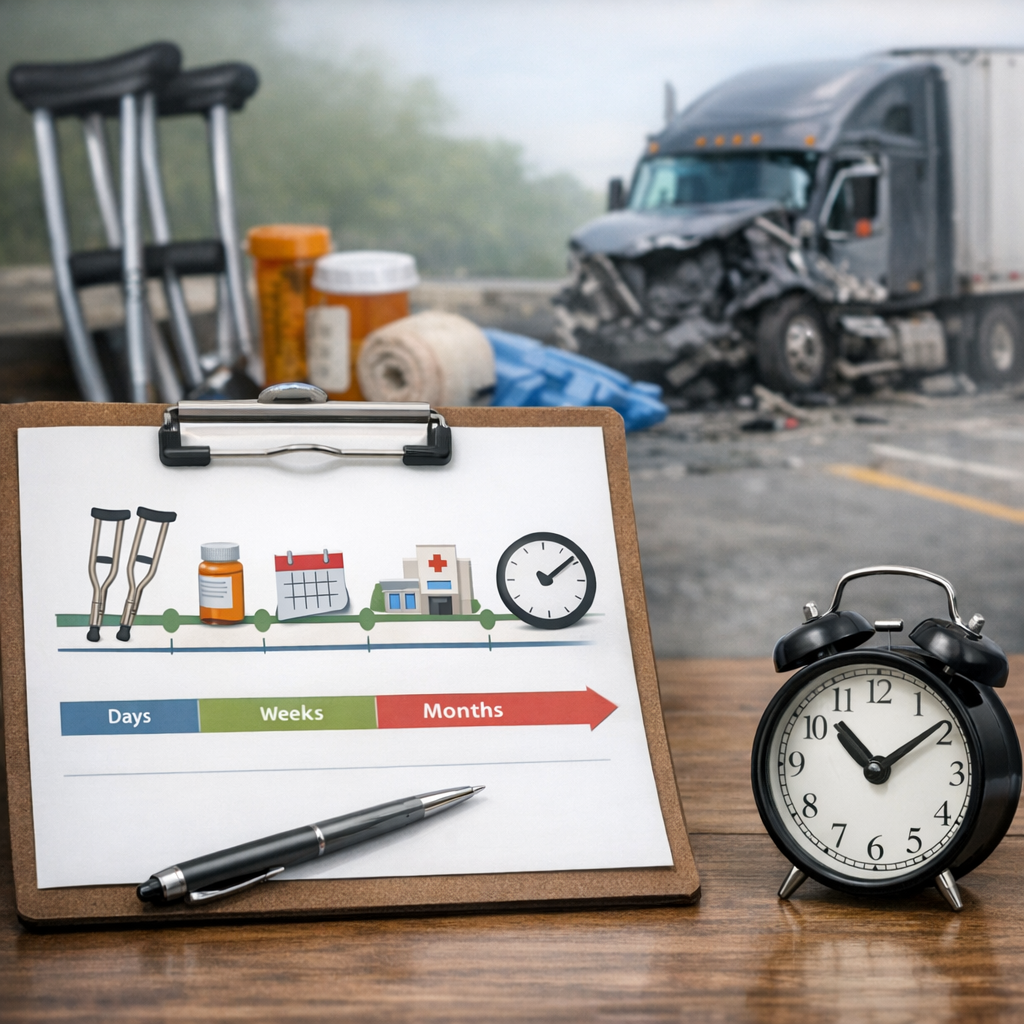 recovery timeline semi injury illustration for Recovery timelines after semi truck injuries