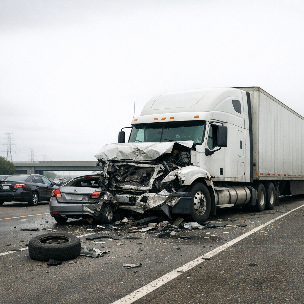 semi truck braking failure illustration for Semi truck failed to brake in time