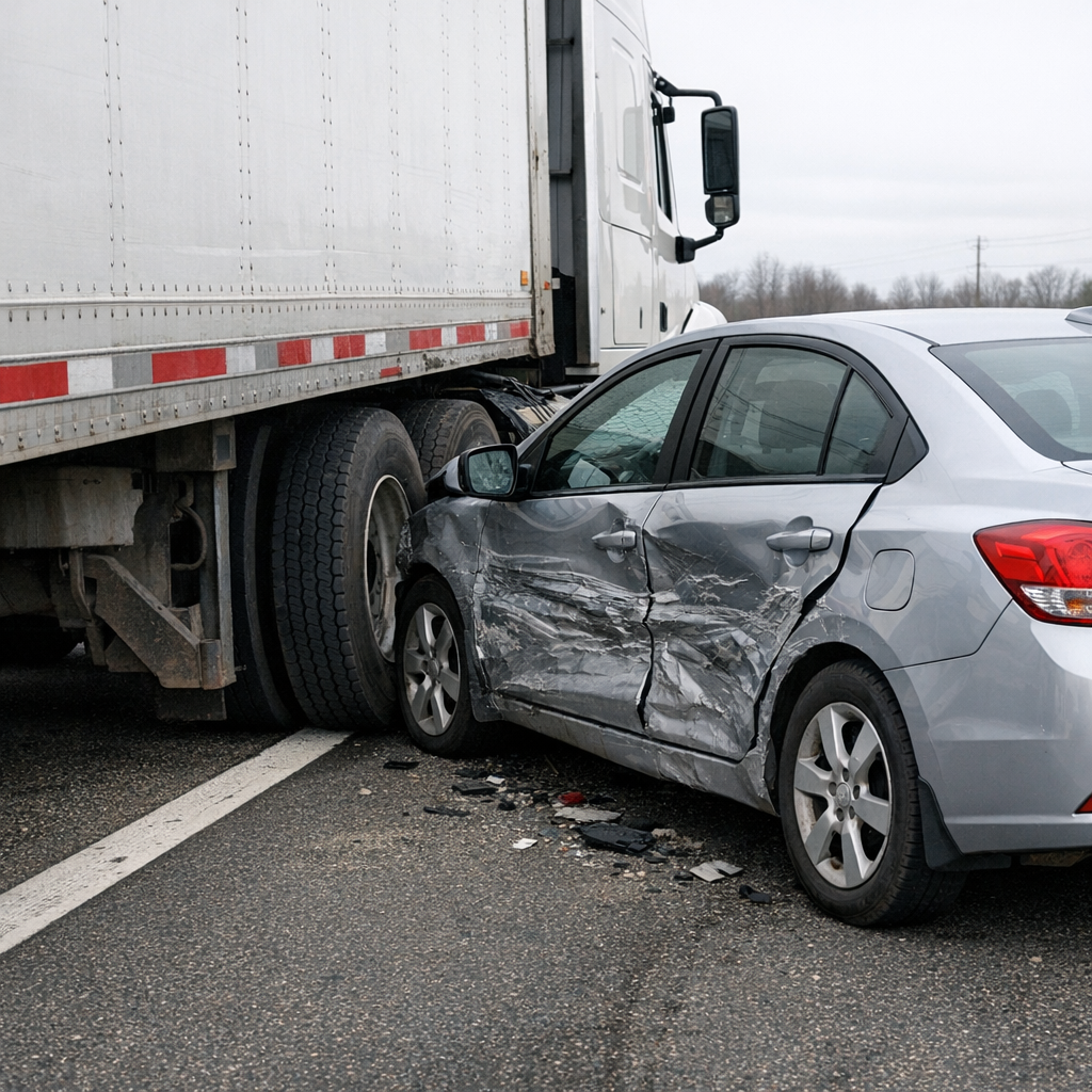 semi truck sideswipe accident illustration for Semi truck sideswiped my vehicle