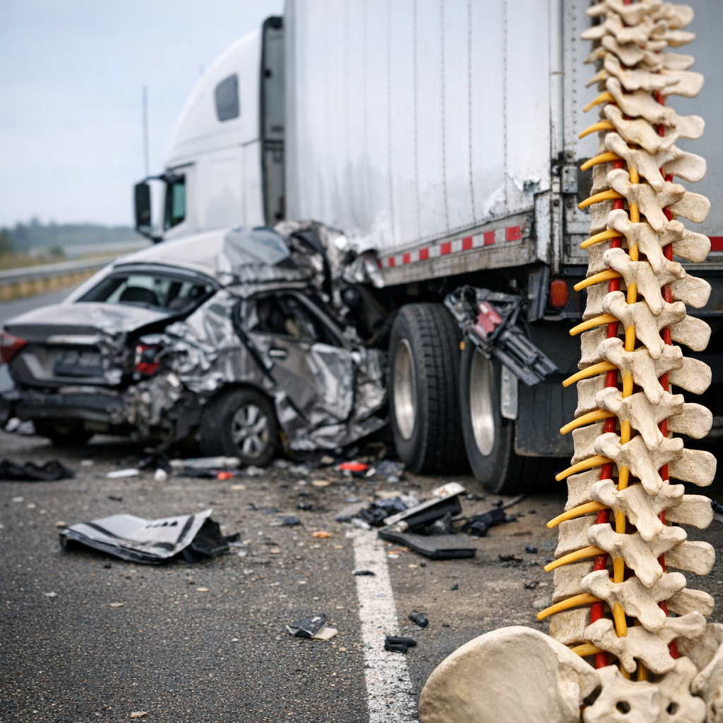 spinal injuries big rig illustration for Spinal injuries after a big rig crash