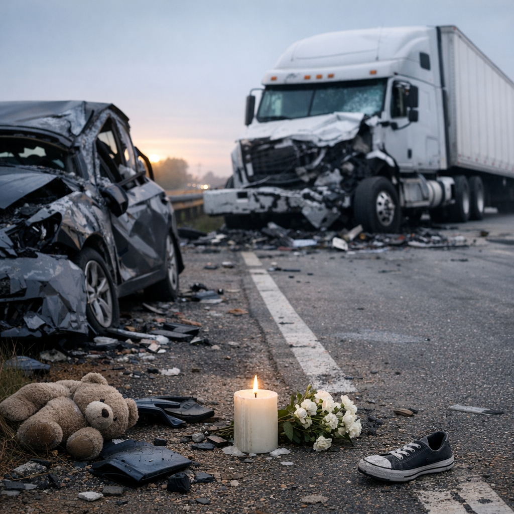 sudden loss fatal big rig illustration for Sudden loss after a fatal big rig crash