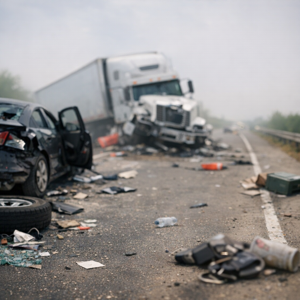 disorientation after big rig crash illustration for Why do big rig crashes feel disorienting afterward