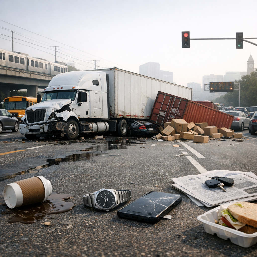 daily routine disruption truck illustration for Why do semi truck accidents disrupt daily routines