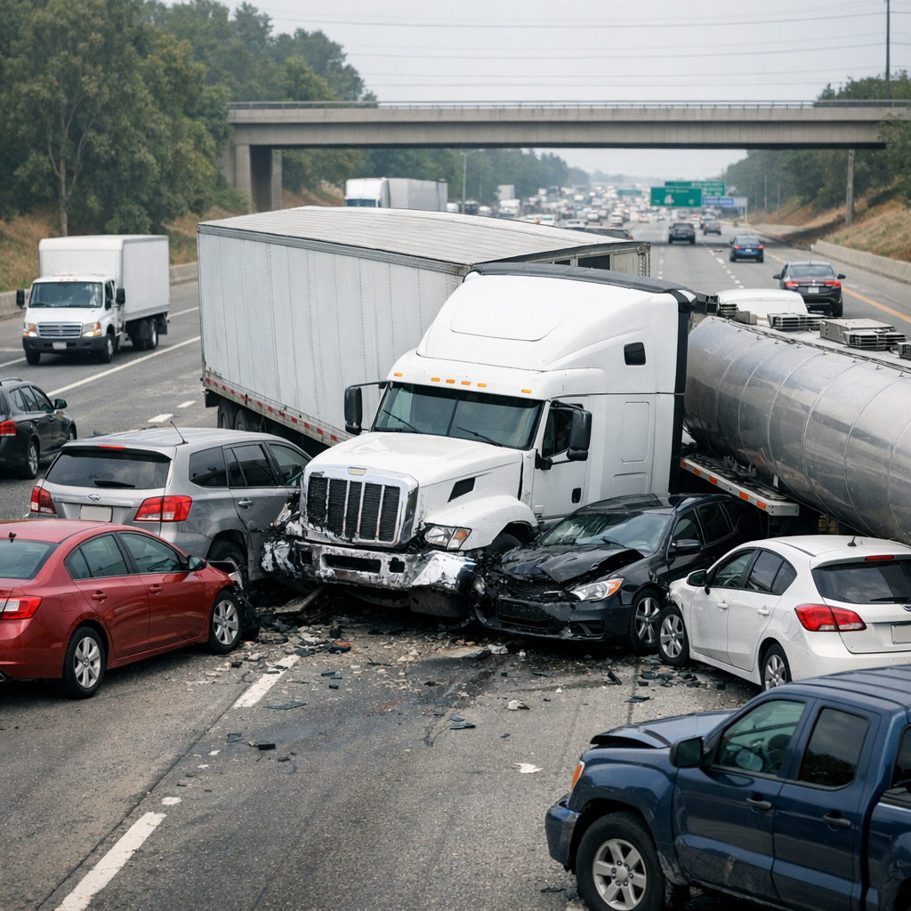 multi vehicle truck crashes illustration for Why do truck crashes involve multiple vehicles