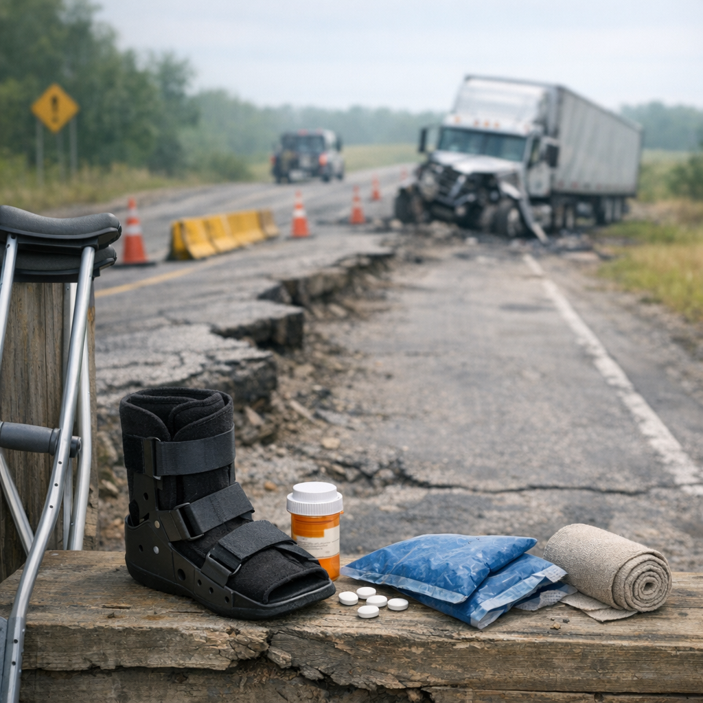 uneven recovery truck injury illustration for Why progress feels uneven after truck injuries