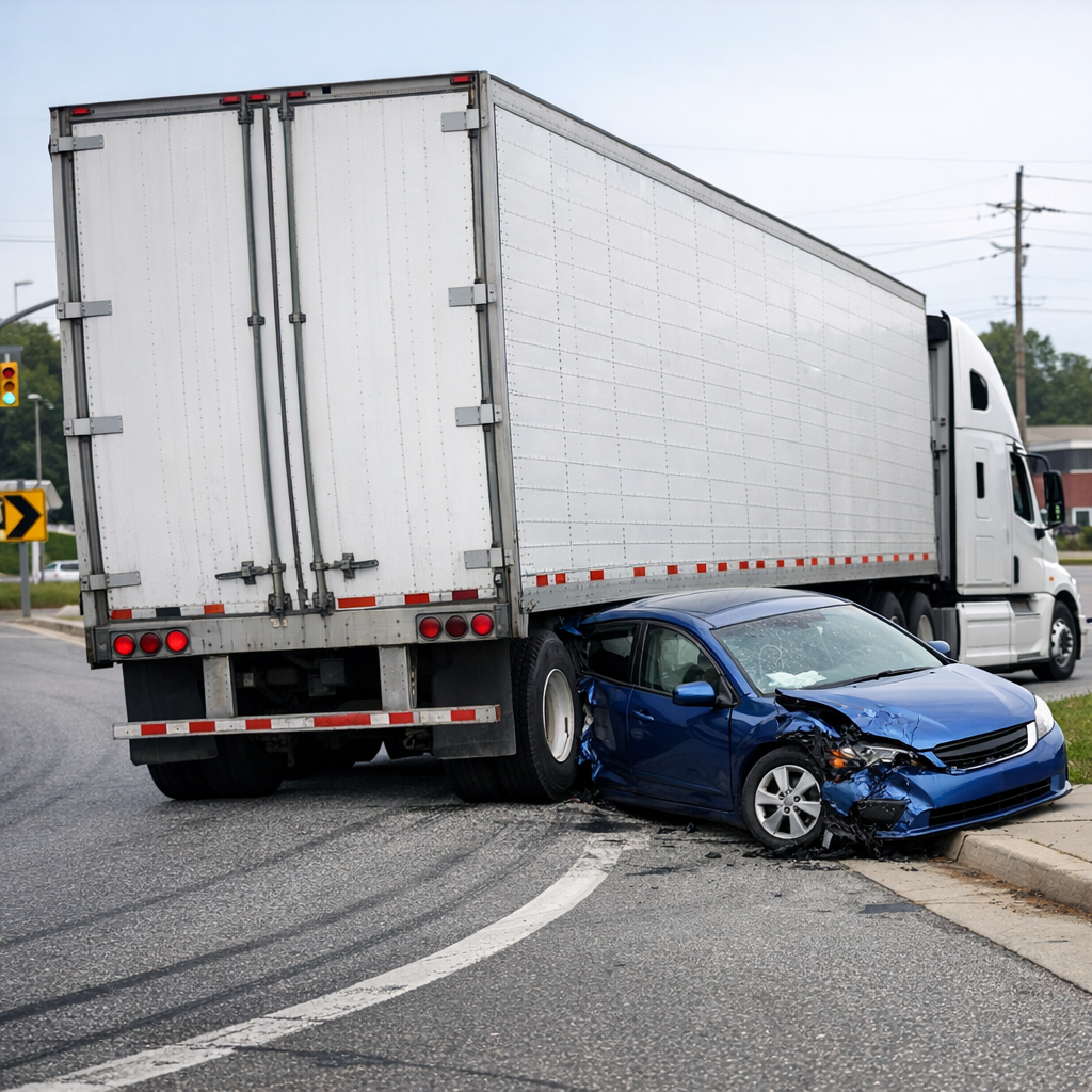 wide turns truck illustration for Wide turns and truck collisions