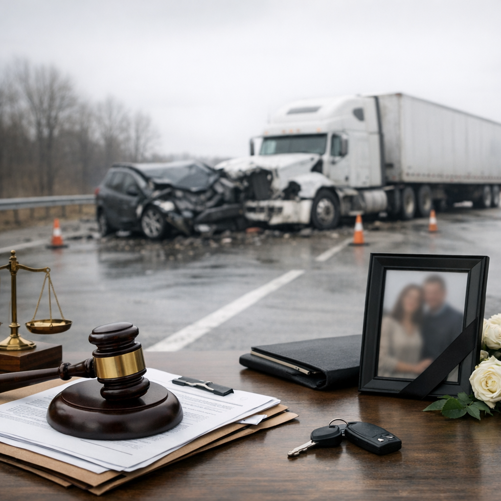 wrongful death lawsuit process truck illustration for Navigating the Path: How to Pursue Justice with a Wrongful Death Lawsui