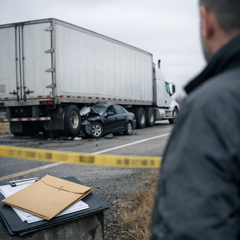 confidentiality wrongful death truck illustration for Seal of Silence: The Impact of Trucking Confidentiality on Wrongful Dea