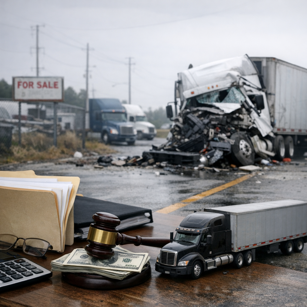 trucking bankruptcy wrongful death truck illustration for - The Financial Fallout: Trucking Bankruptcy After a Tragic Acciden