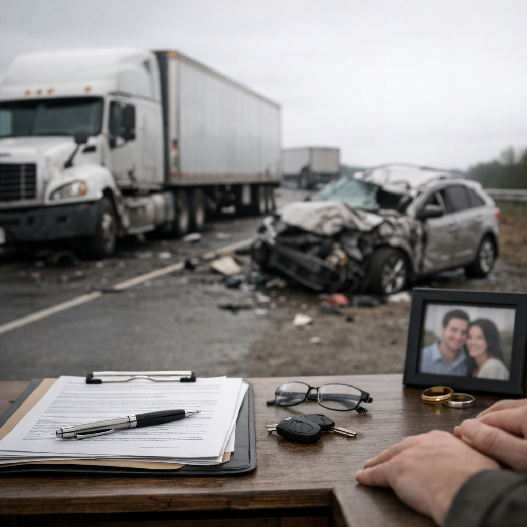 wrongful death settlement agreement truck illustration for Truck Accidents: Understanding Wrongful Death Settlement Agreement