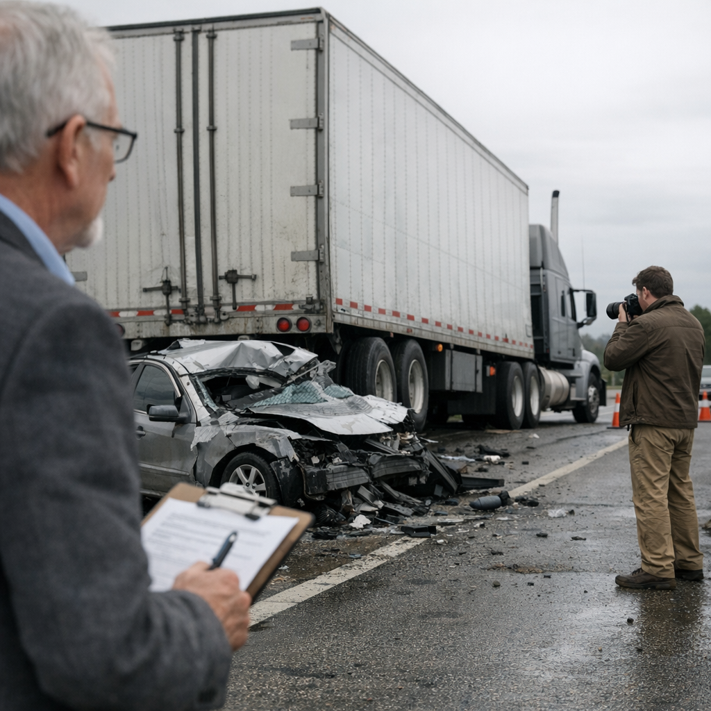 expert witness wrongful death truck illustration for Truck Tragedies Unveiled: How Expert Witnesses Influence Wrongful Death