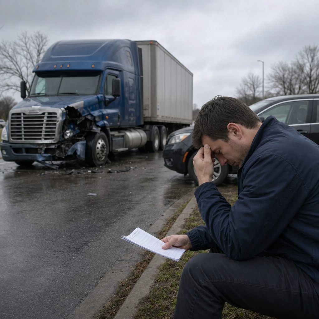 financial stress after truck accident illustration for Financial stress trends after large vehicle accidents